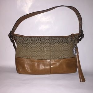 Coach Signature Jacquard/Leather Shoulder Bag